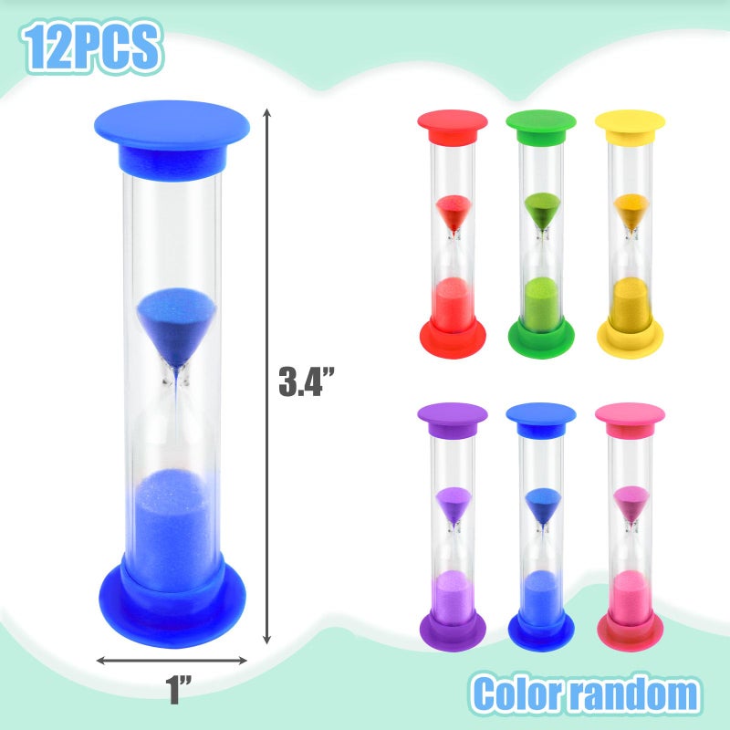 Shindel 2 Minute Sand Timer, 12PCS Hourglass Timers for Kids Brushing Teeth, Teachers Classroom Timer, Children Game Play - Image 2